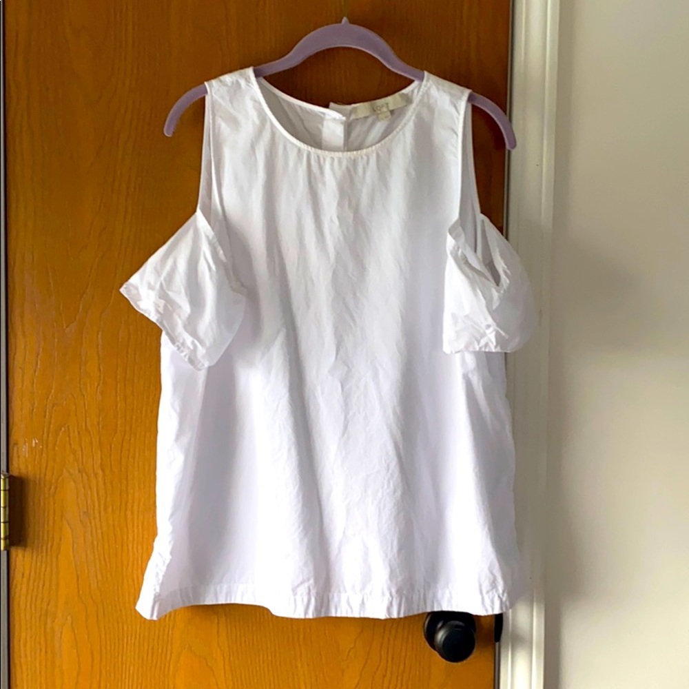 LOFT Cold Shoulder White Blouse